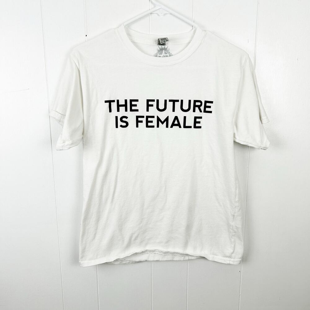 Addict The Future Is Female Graphic White Short Sleeve Tee Large